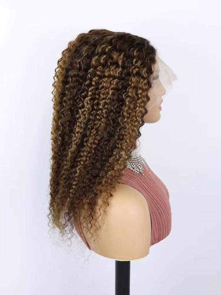 Virgin Italian Human Hair Ombre Curly Lace Wig For Black Women Dubai - Natural Hair and Wigs