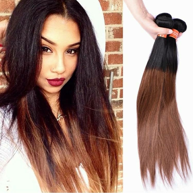Italian Bundles Human Hair Extensions Orange & Dark Brown Weft Dubai - Natural Hair and Wigs