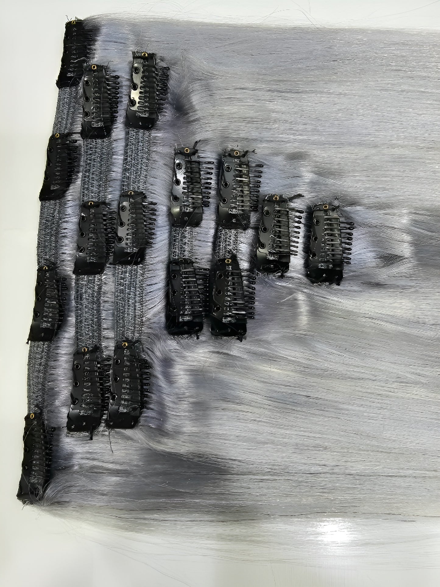 Silver Grey Clip In Hair Extensions Gray Clip In Hair Extensions - Natural Hair and Wigs