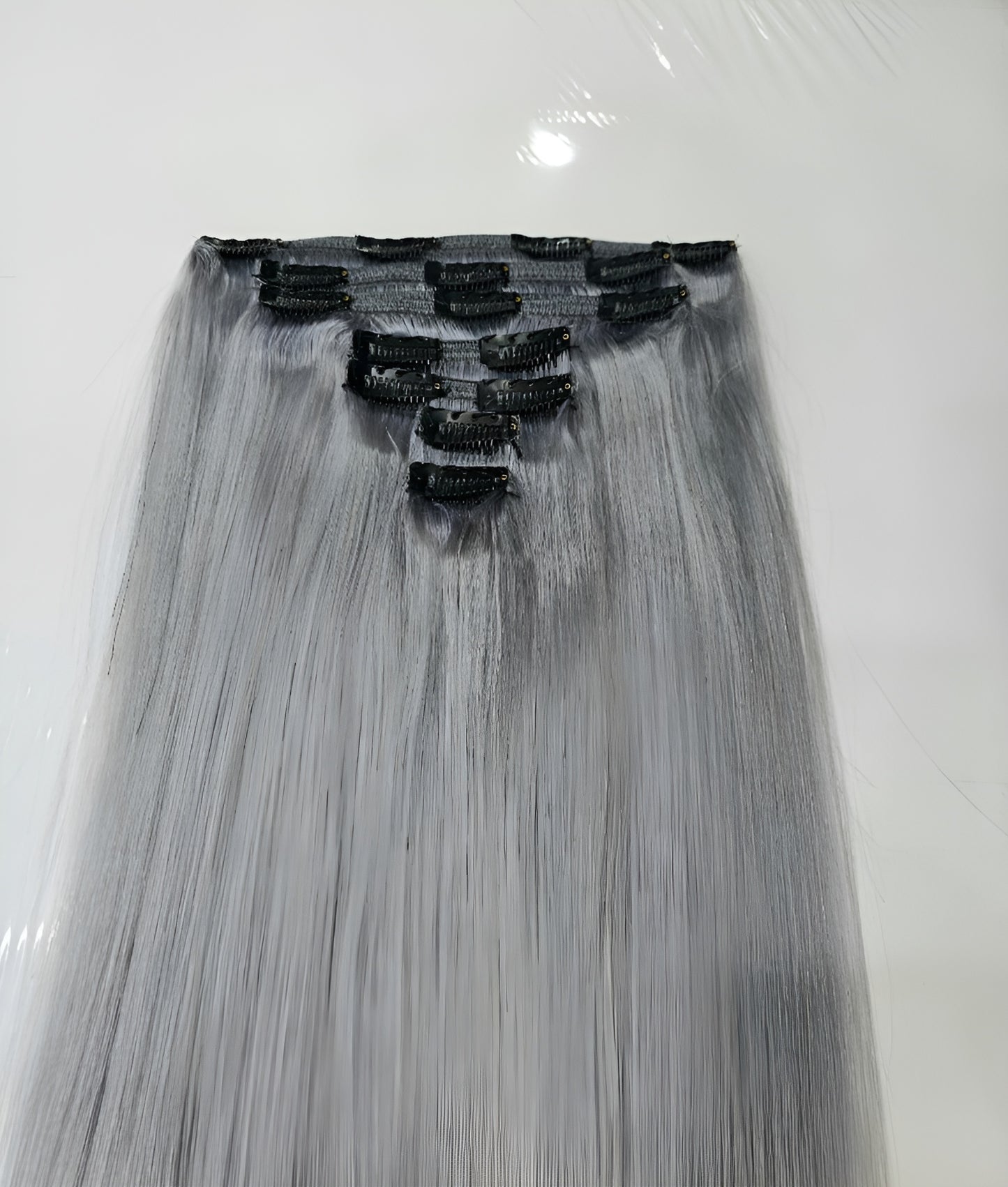 Silver Grey Clip In Hair Extensions Gray Clip In Hair Extensions - Natural Hair and Wigs