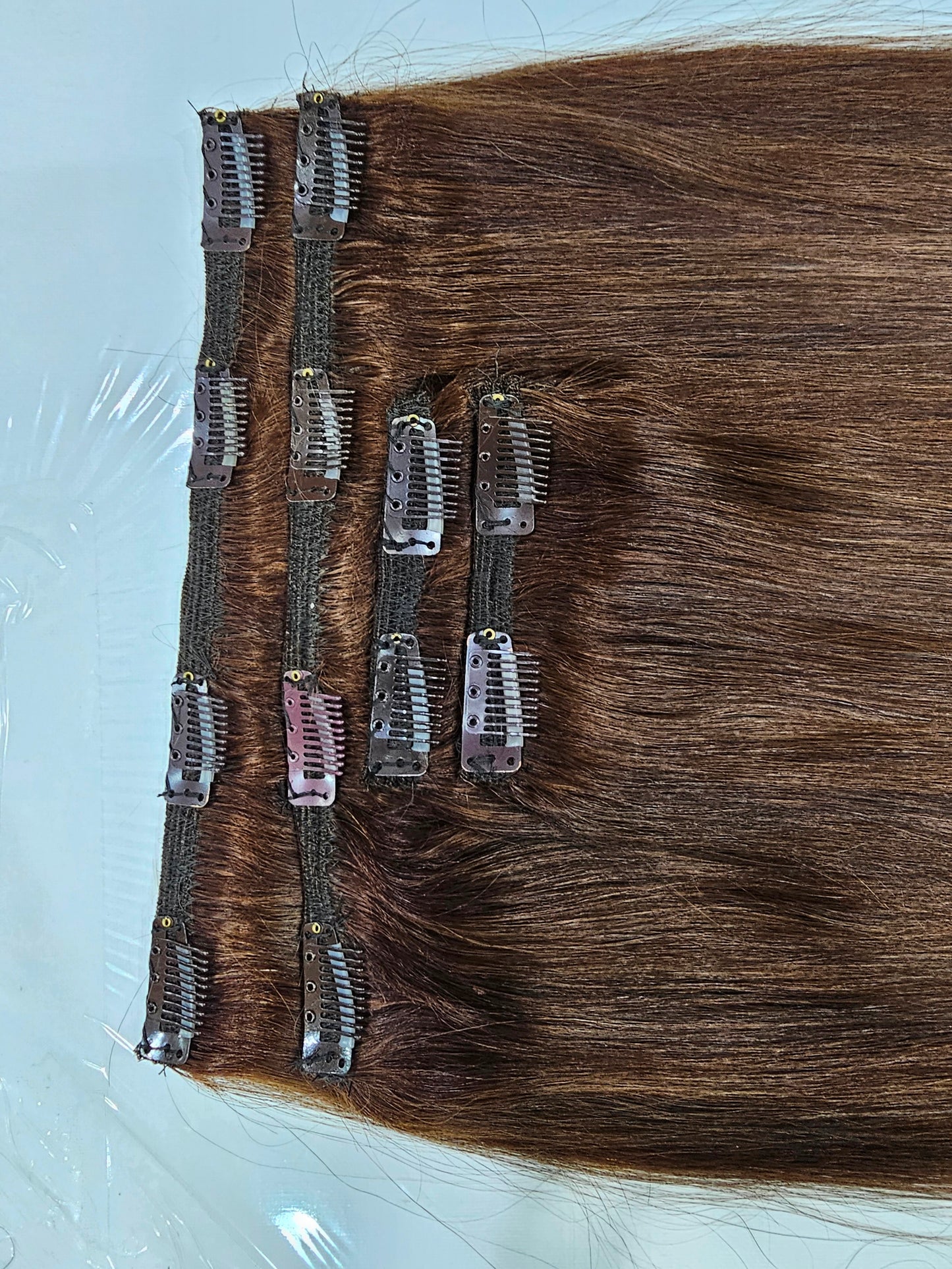 Brown Hair Extensions Clip Ins Set for Women Italian Hair - Natural Hair and Wigs