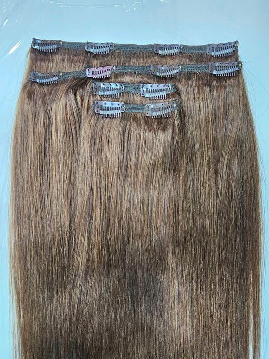 Brown Hair Extensions Clip Ins Set for Women Italian Hair - Natural Hair and Wigs