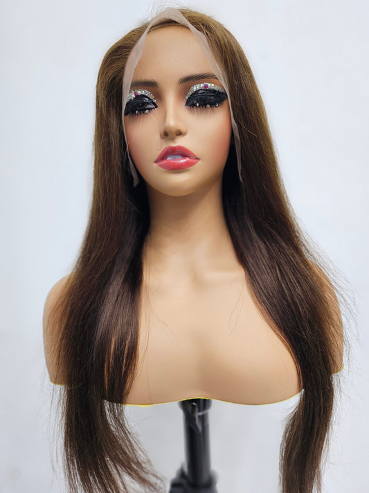 Human Hair Dark Brown Cheap Lace Wigs for Women In Dubai Indian Hair - Natural Hair and Wigs