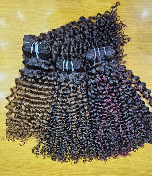 Bundles Human Hair Extensions Weft Curly Vietnamese Hair - Natural Hair and Wigs