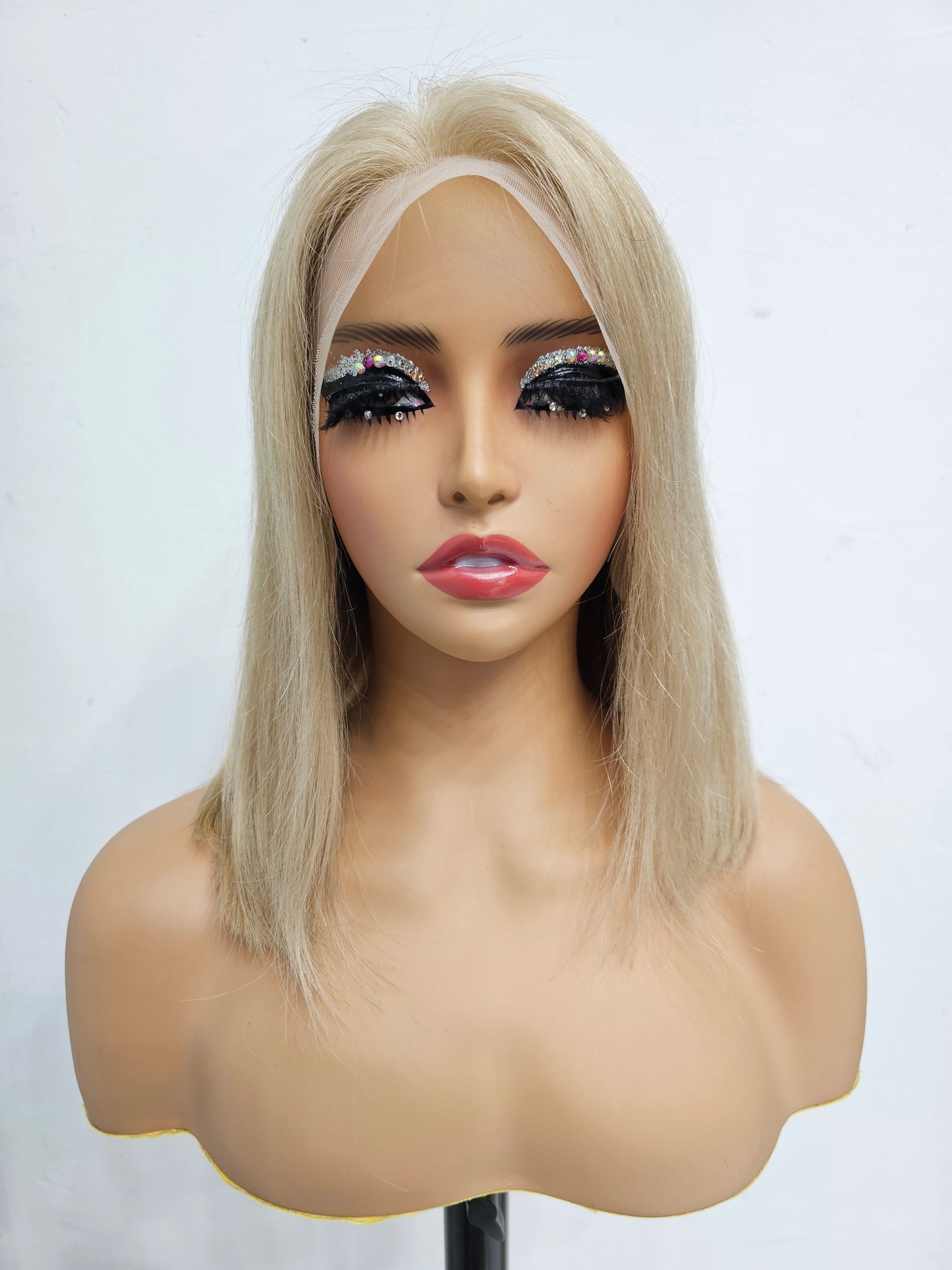 Light Brown Human Hair Shoulder Length Lace Front Bob Wig Italian Hair - Natural Hair and Wigs