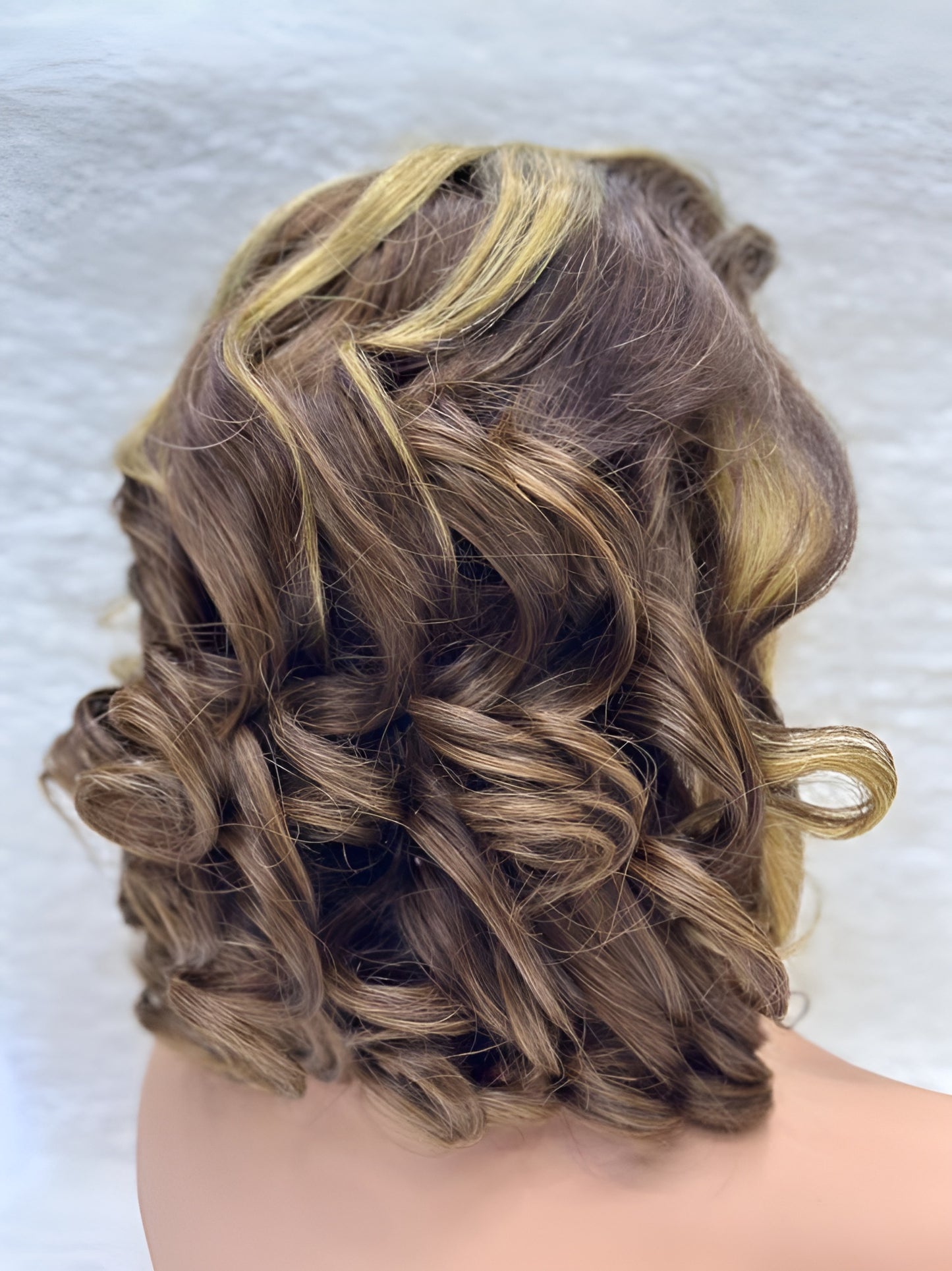 Human Hair Honey Ombre Shoulder Length Water Waves Lace Front Wig