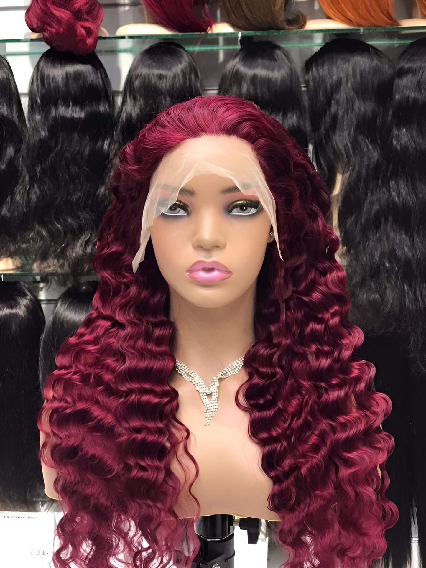 Burgundy Wig Italian Human Hair Pre-plucked Burgundy Lace Front Wig