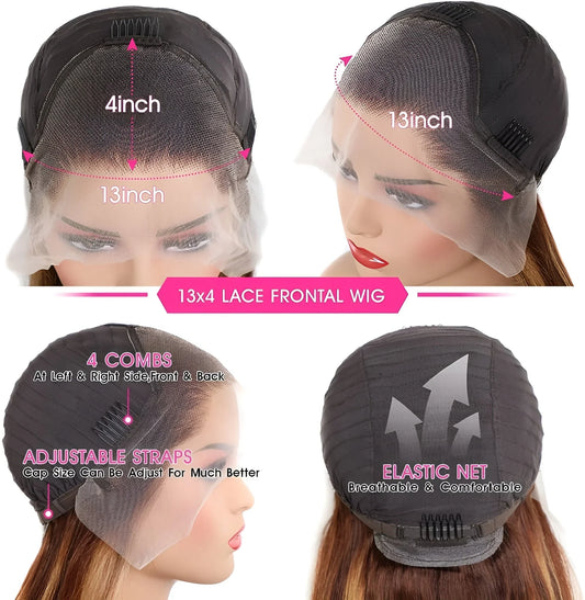 Human Hair Ombre Lace Front Wig For Women's Uae Virgin Italian - Natural Hair and Wigs