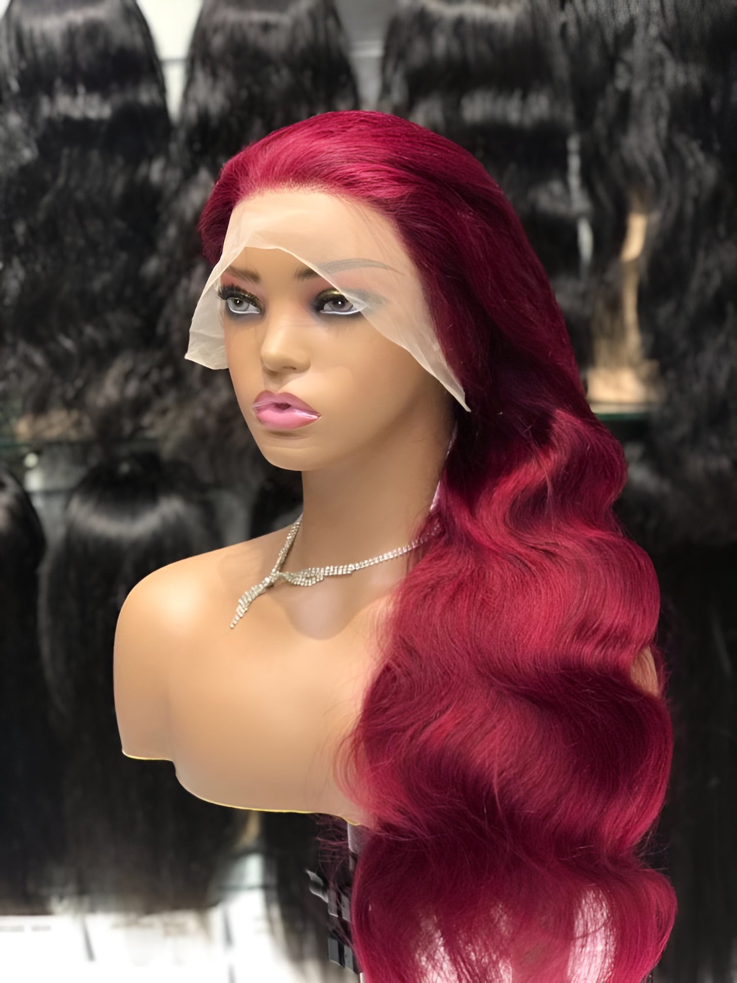 Burgundy Wig Italian Human Hair Pre-plucked Burgundy Lace Front Wig