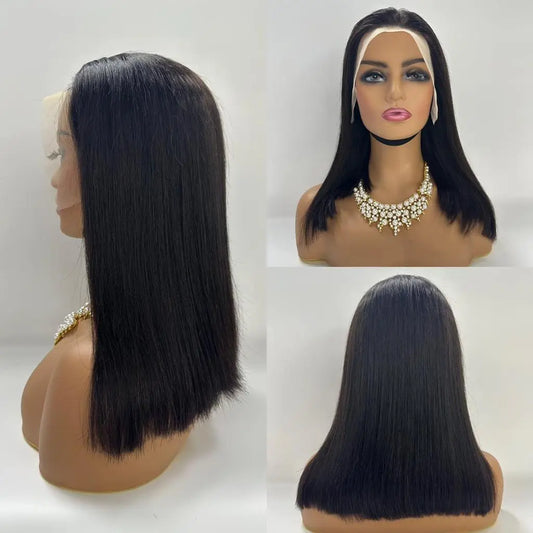 Virgin Italian Human Hair Natural Black Bob Lace Wig In Dubai - Natural Hair and Wigs