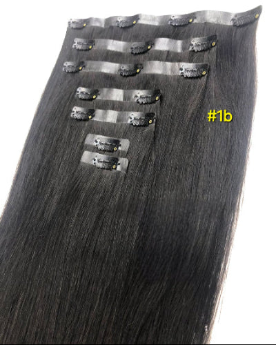 seamless clip in extensions black.
remy human hair seamless clip ins.
Best seamless clip in extensions with natural finish.