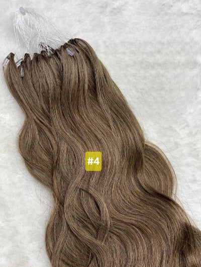 Brown loop hair extensions body wave