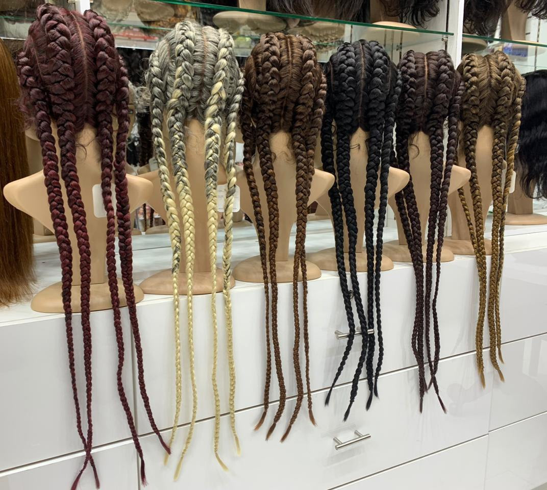Synthetic lace front wig braid wigs for black women In Dubai - Natural Hair and Wigs