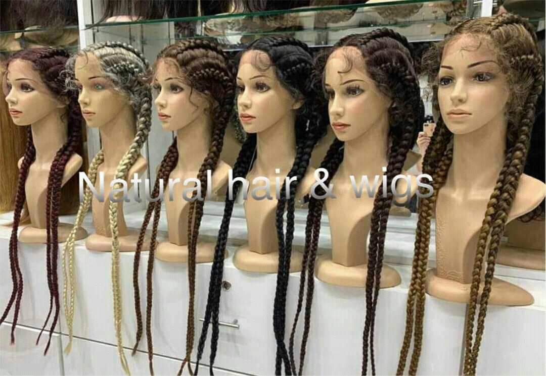 Synthetic lace front wig braid wigs for black women In Dubai - Natural Hair and Wigs