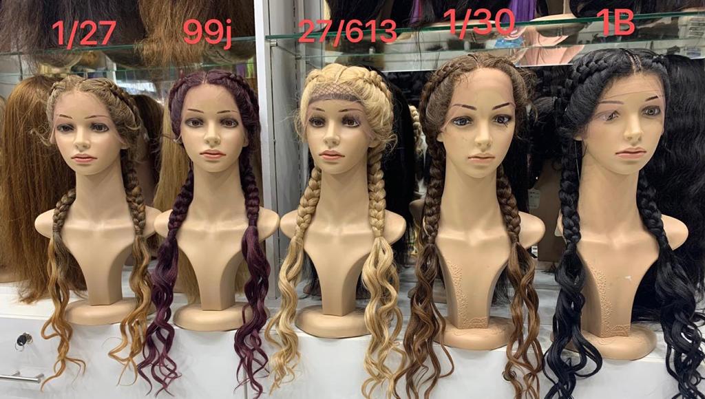 Natural Looking Box Braided Wig with Body Waves Ends - Natural Hair and Wigs