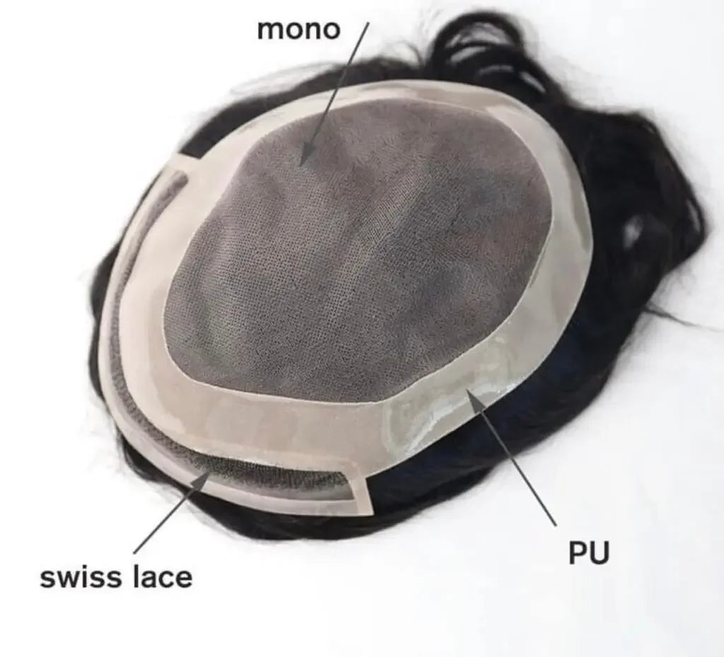 Men's Toupee French Lace Front Human Hair Pieces For Men Hair System - Natural Hair and Wigs