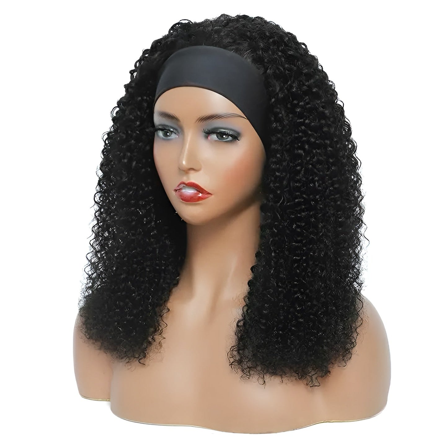 Kinky Headband Wig Virgin Peruvian Human Hair Kinky Curly Headband Wig Natural Hair and Wigs
