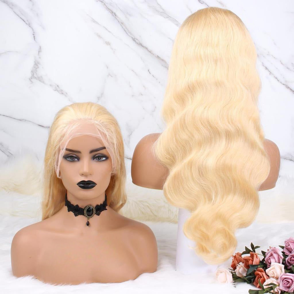 blonde lace front wig wavy