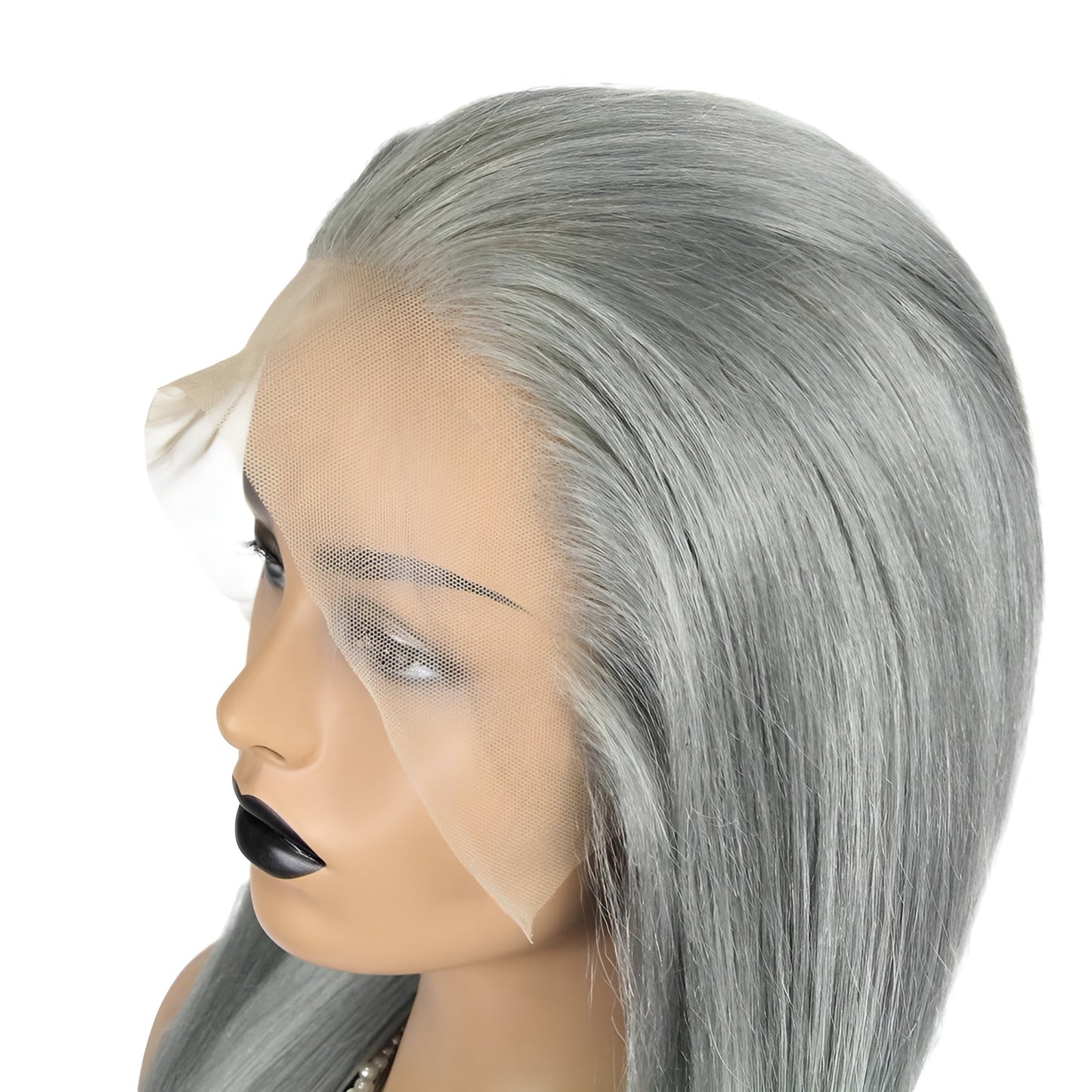 Grey Lace Font Wig For Women Human Hair Gray Lace Front Wig Italian - Natural Hair and Wigs
