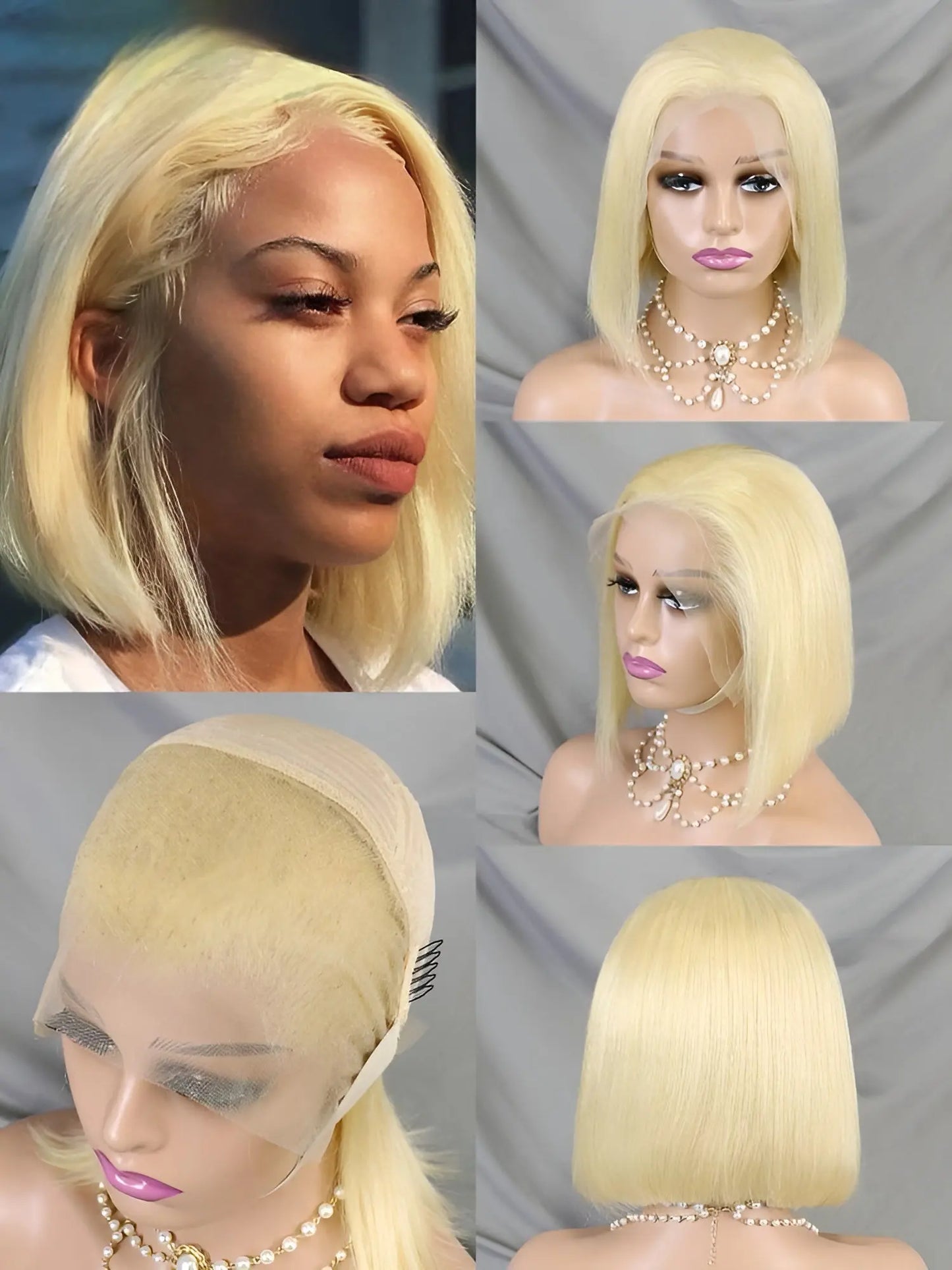 Blonde Bob Lace Front Wig Human Hair for Women Italian Hair - Natural Hair and Wigs