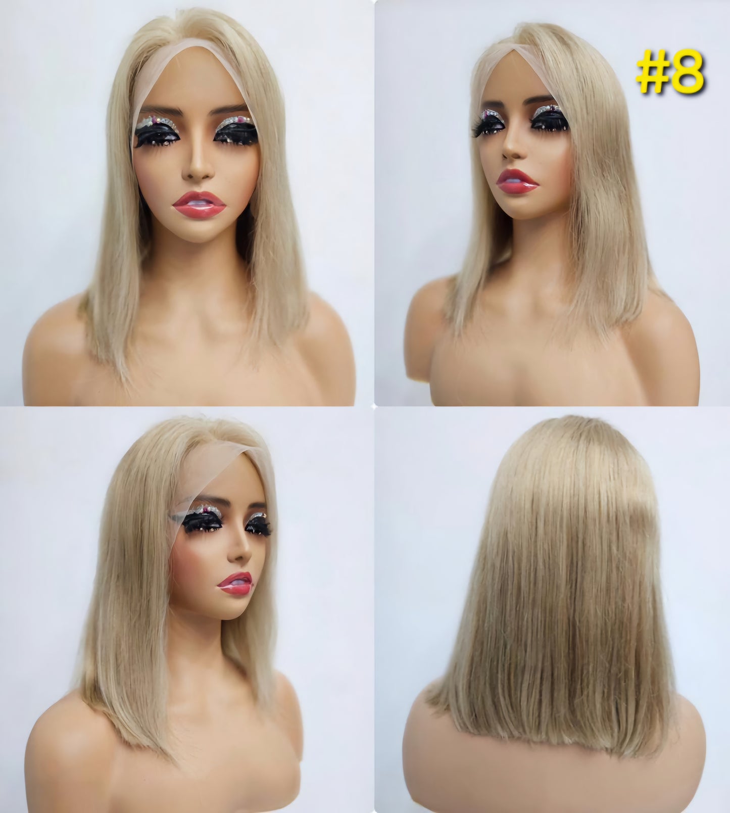 Light Brown Human Hair Shoulder Length Lace Front Bob Wig Italian Hair - Natural Hair and Wigs