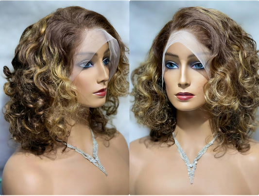 Peruvian Human Hair Ombre Hd Lace Front Shoulder Length Wig In Colors - Natural Hair and Wigs
