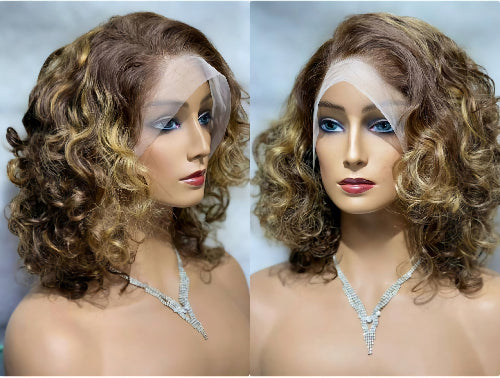 Peruvian Human Hair Ombre Hd Lace Front Shoulder Length Wig In Colors - Natural Hair and Wigs