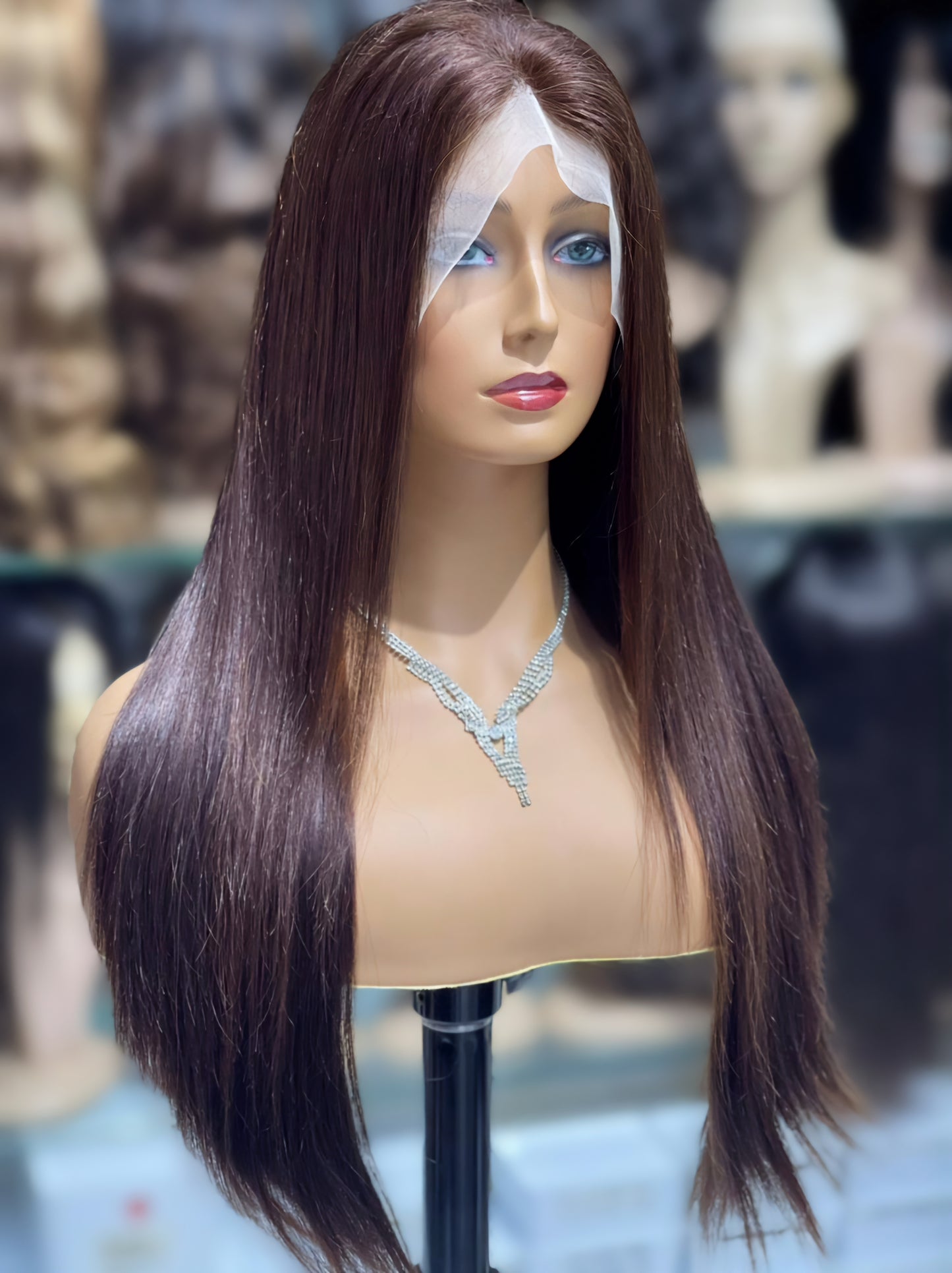Pre plucked Dark Brown Human Hair Hd Lace Front Wig Italian Hair Dubai - Natural Hair and Wigs