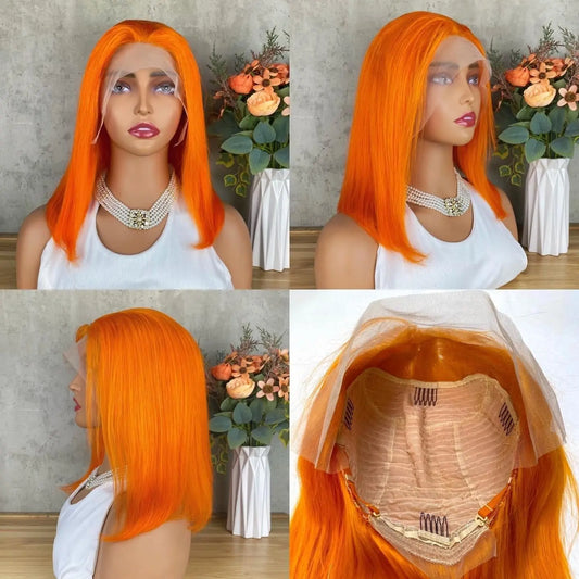 Virgin Italian Human Hair Orang Bob Lace Wig In UAE - Natural Hair and Wigs