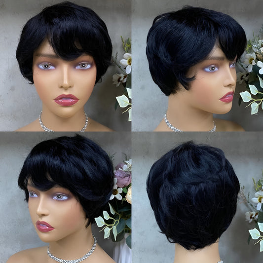Short Human Hair Boy Cut Wigs for Women In Dubai Brazilian Hair Wig - Natural Hair and Wigs