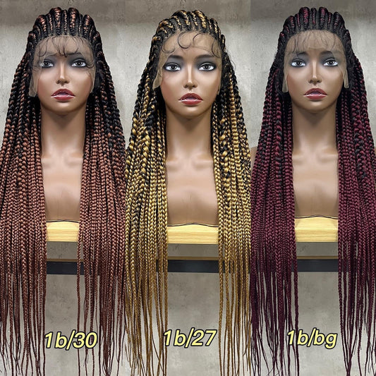 Braided Full Lace Front Wig Double Lace Box Braided Wigs Twisted - Natural Hair and Wigs