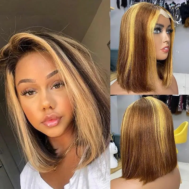 Virgin Italian Human Hair Ombre Bob Lace Wig In Dubai - Natural Hair and Wigs