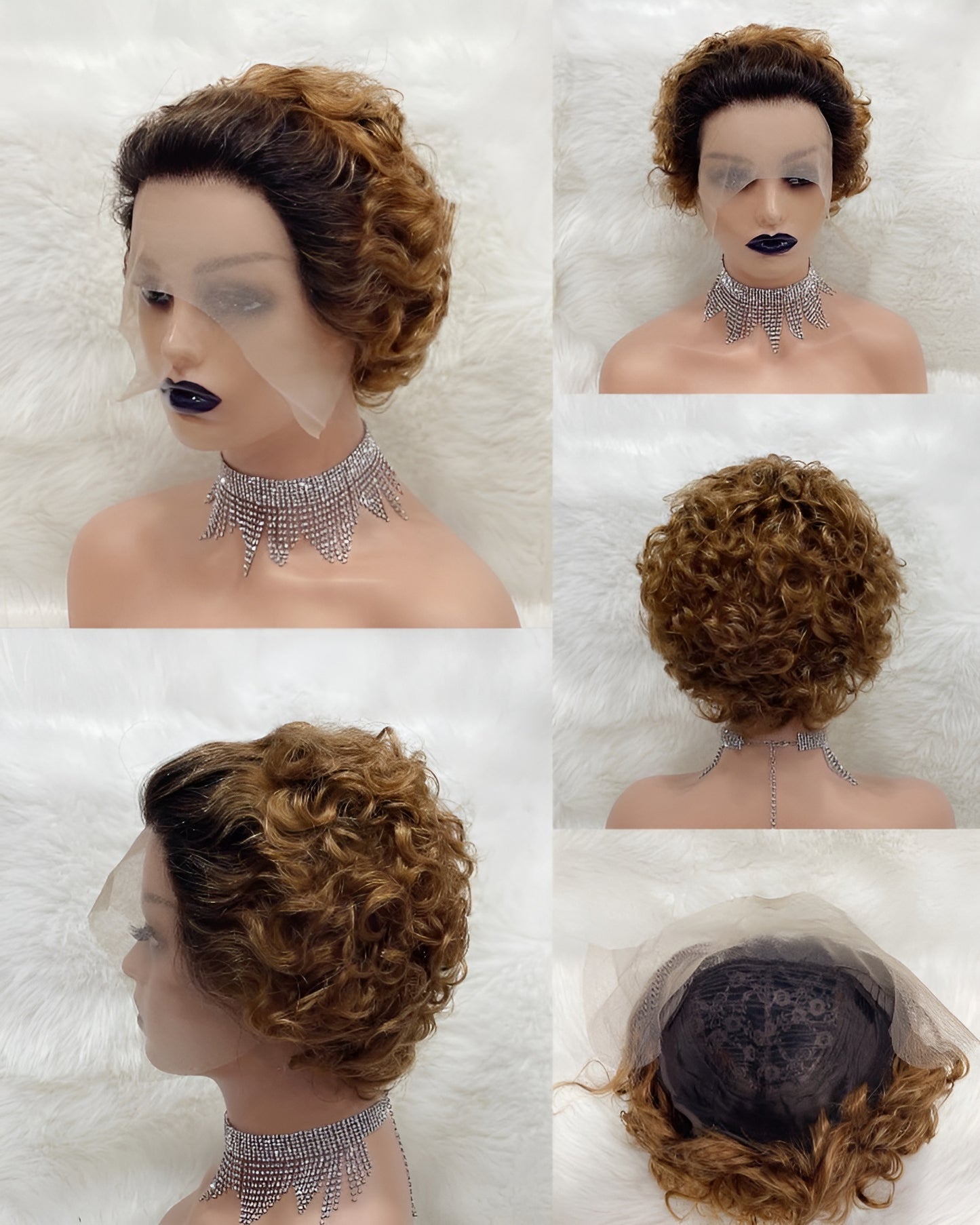 Short Human Hair Curly Colors Wigs for Women Virgin Indian Hair