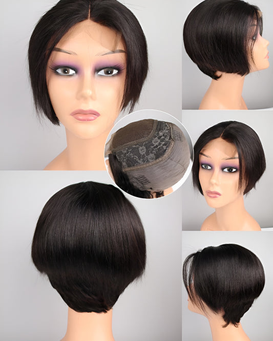 Human Hair Pixie Cut Closure Wig for Women's Wigs for Women Italian - Natural Hair and Wigs