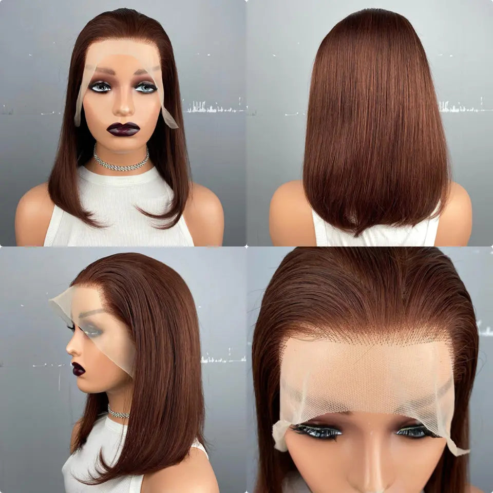 Virgin Peruvian Human Hair Dark Brown Bob Lace Wig In UAE - Natural Hair and Wigs