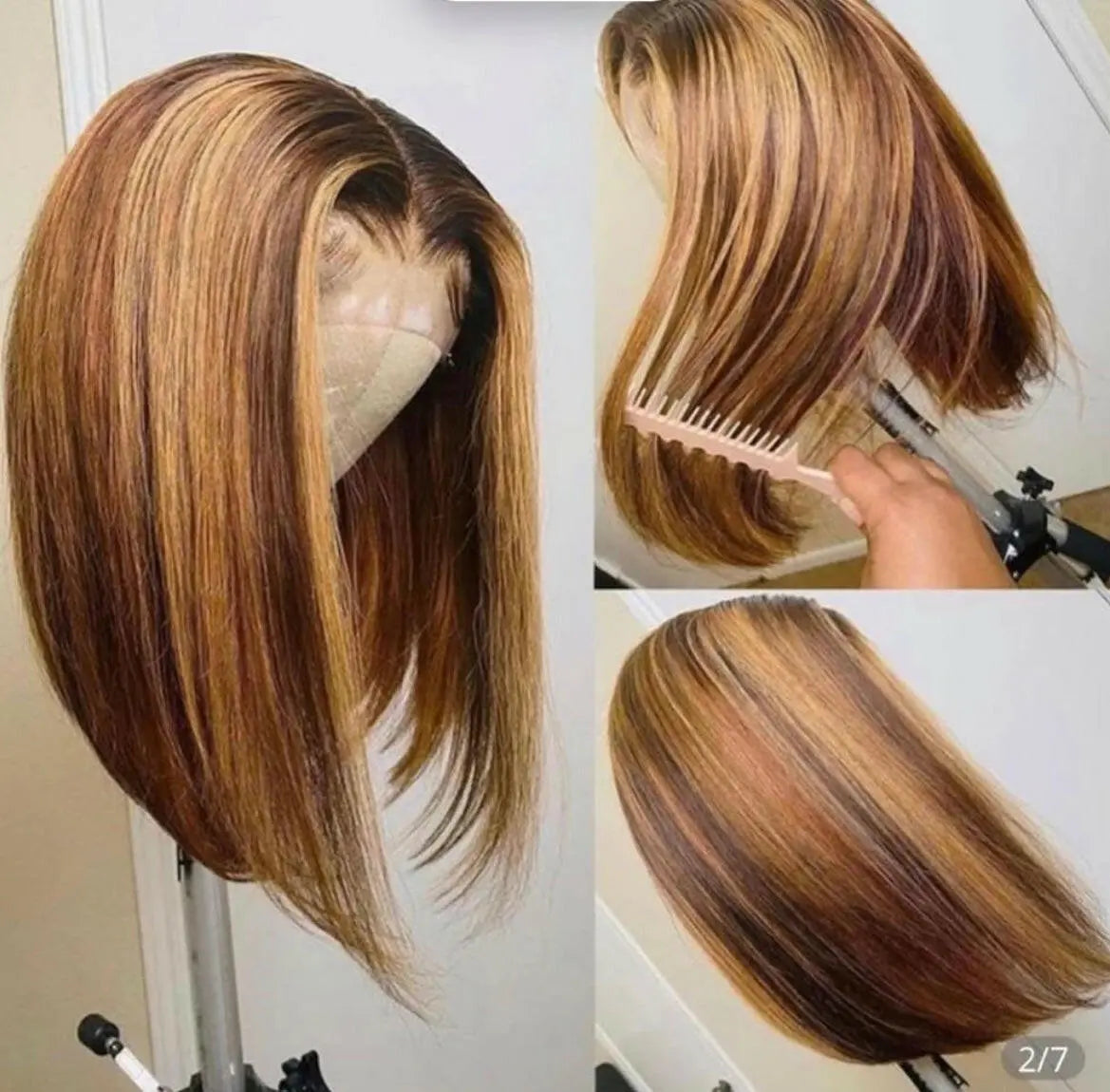 Human Hair Ombre Bob Lace Wig In UAE Virgin Italian - Natural Hair and Wigs