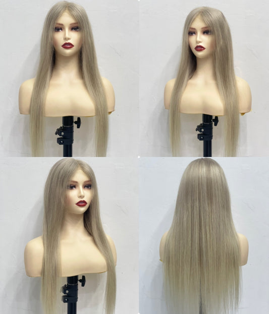 Ash Blonde Lace Front Human Hair Wig Best Quality Italian Hair - Natural Hair and Wigs
