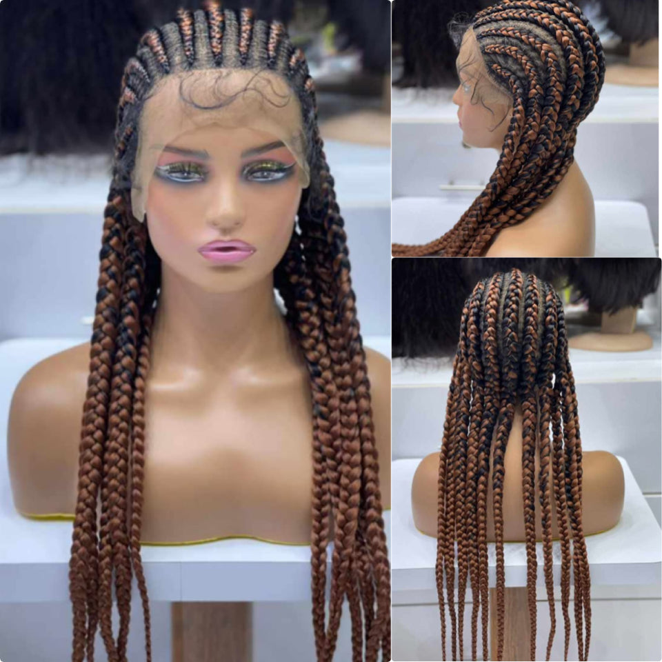 Braided Full Lace Front Wig Double Lace Box Braided Wigs Twisted - Natural Hair and Wigs