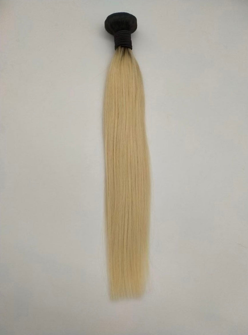 Virgin Italian Blonde Bundle Hair with Black Roots Straight & Wavy - Natural Hair and Wigs
