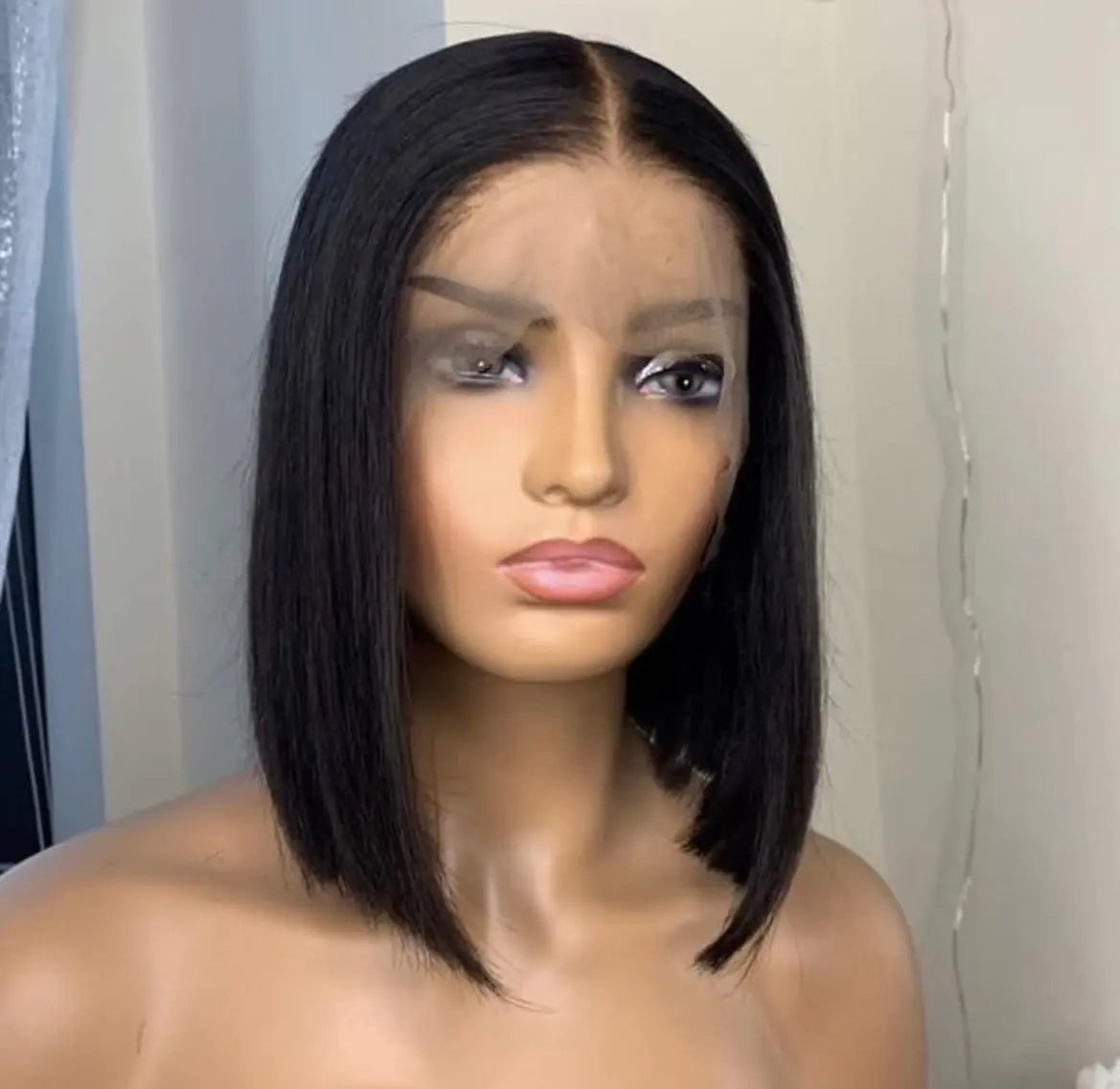 Virgin Italian Human Hair Natural Black Bob Lace Wig In Dubai - Natural Hair and Wigs