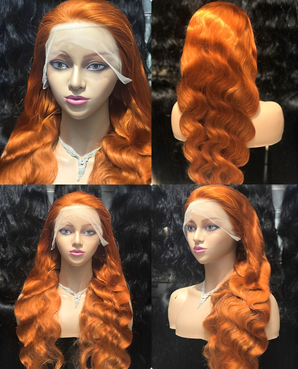 Orange Human Hair Wig Pre-plucked Ginger Orange HD Lace Front Wig - Natural Hair and Wigs
