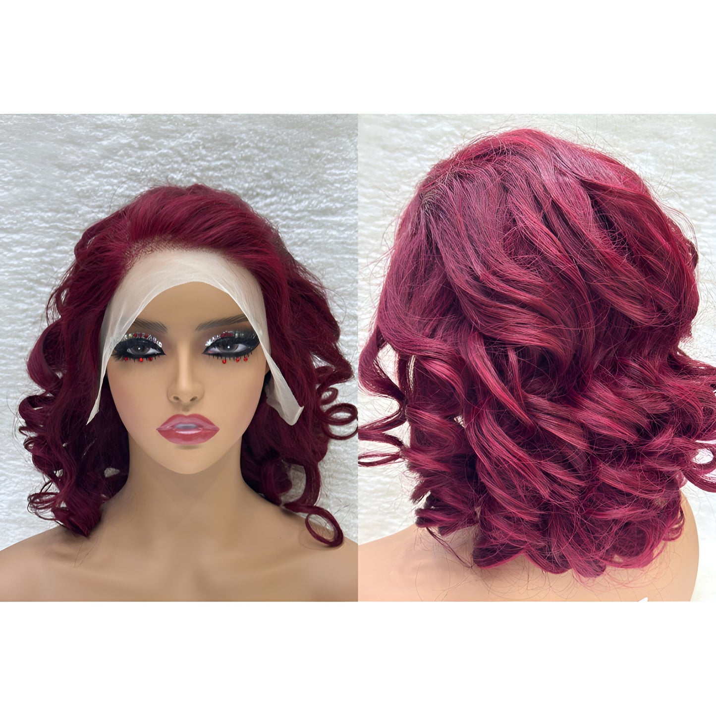 shoulder length burgundy wig
