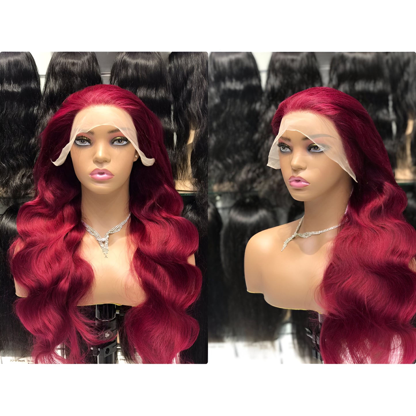 Burgundy Wig Italian Human Hair Pre-plucked Burgundy Lace Front Wig - Natural Hair and Wigs