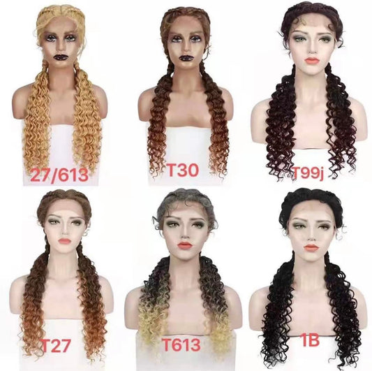 Braided Lace Wigs Natural Looking Braided Wig with Curly Ends - Natural Hair and Wigs