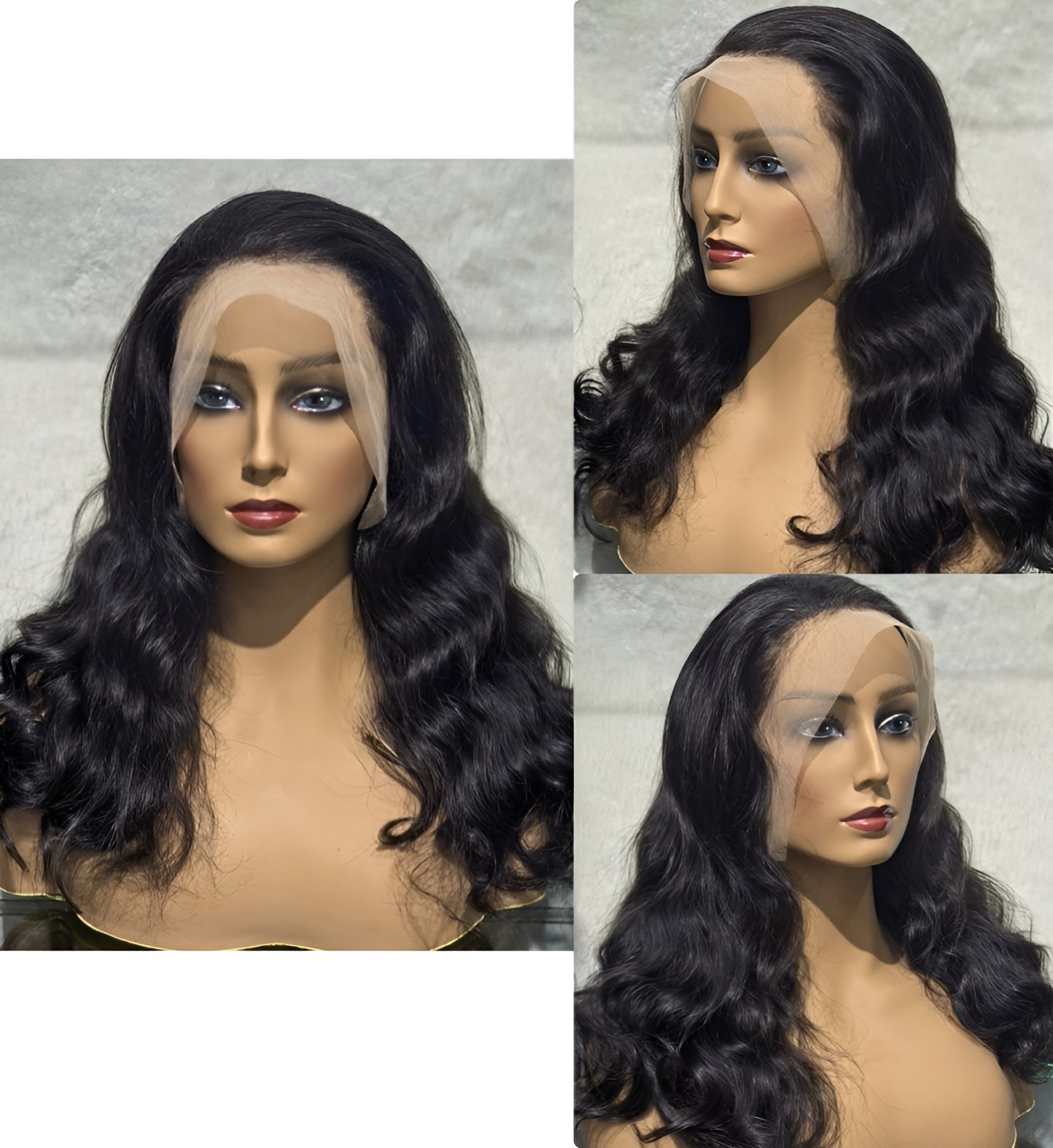 top quality body wave natural human hair lace wig medium length uae