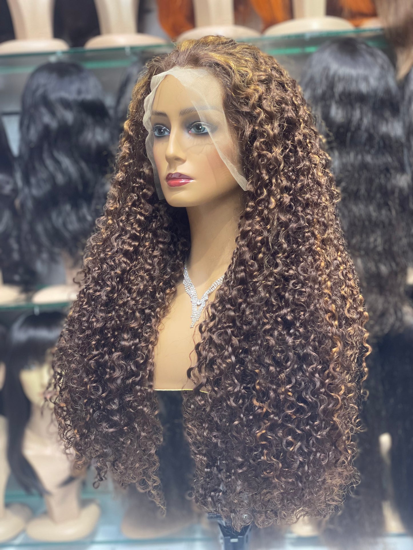 long curly ombre lace wig for women in UAE