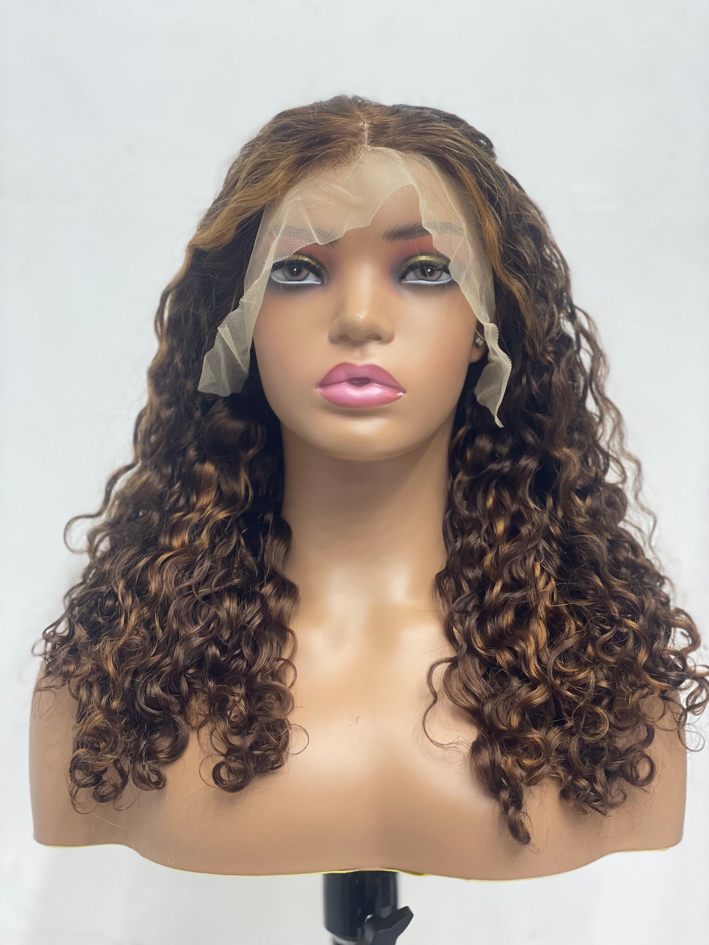 Human HAIR Curly Lace Front Wig Highlights