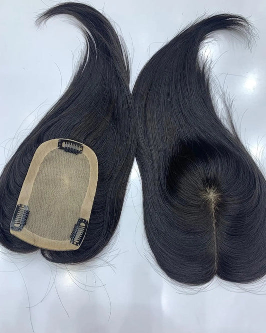 Silk Base Human Hair Topper for Women's Indian Hair Topper For Women's - Natural Hair and Wigs