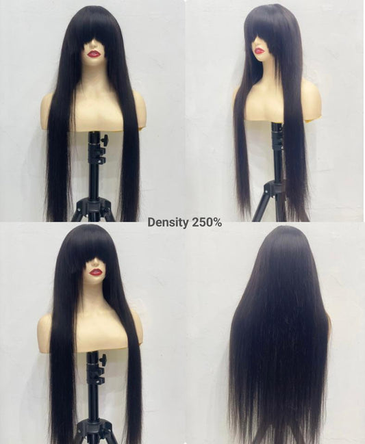 Long Human Hair Wigs with Bangs Premium Quality Vietnamese Bang Wig - Natural Hair and Wigs