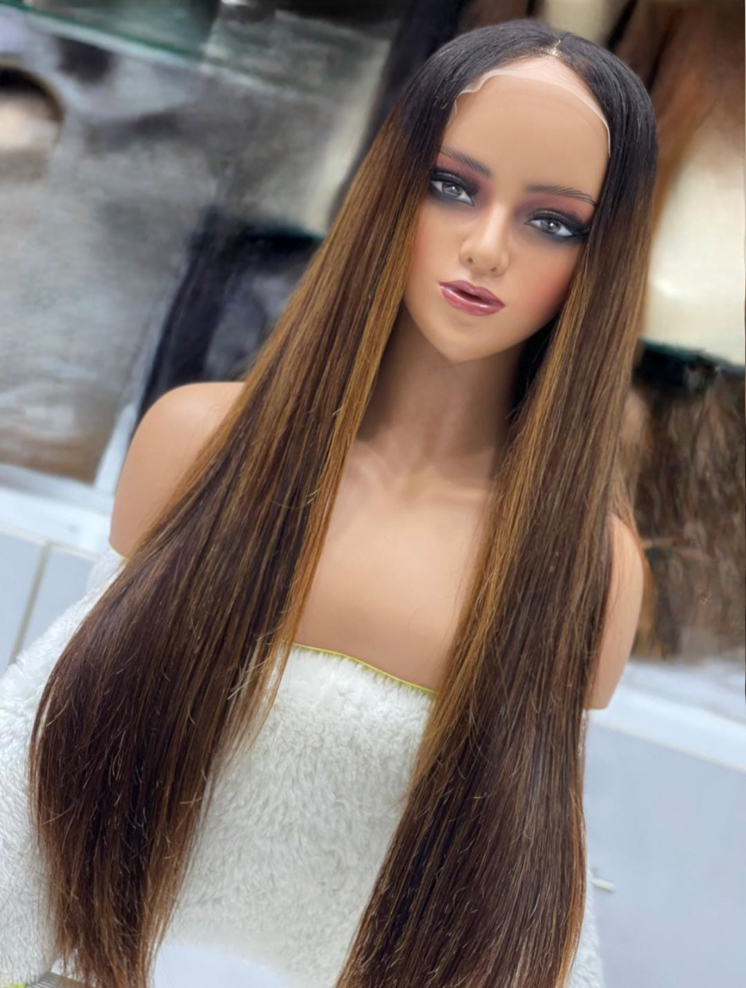 Ombre Glueless Wig Hd Best Super Double Drawn Russian Hair Wig UAE Natural Hair and Wigs